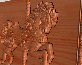 Karussellpferd Plakette 3D Modell: CNC Fräser Datei (STL)