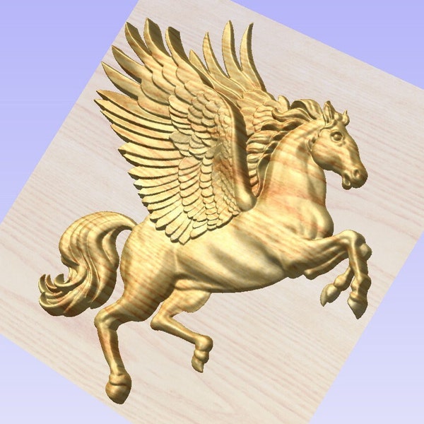 PEGASUS from Greek mythology  is an improved version 3D file for download CNC carving stl, glb, obj Aspire Artcam compatible.