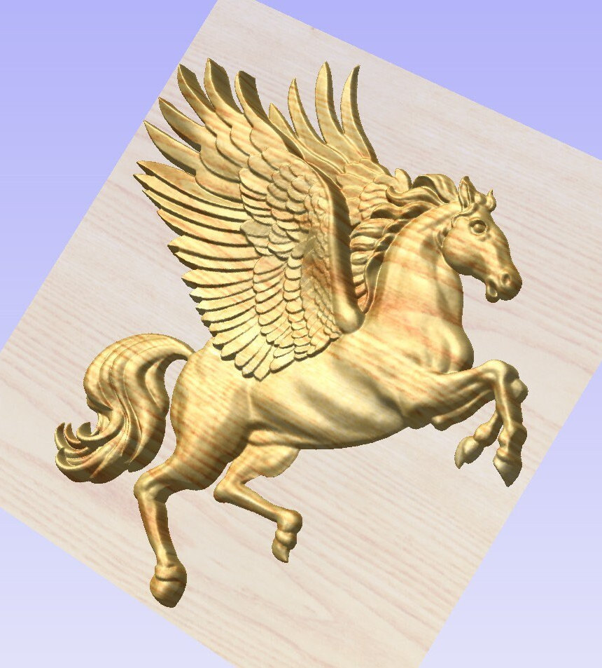 PEGASUS from Greek mythology  is an improved version 3D file for download CNC carving stl, glb, obj Aspire Artcam compatible.