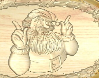 Christmas Santa Serviertablett 3D STL Modell für CNC-Fräser