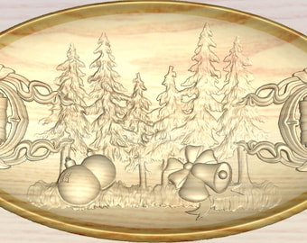 Christmas Serving Tray for Cnc, 3d STL Model, Cnc Router Engraver, Artcam, Aspire, Cnc files, Wood, Art, Wall Decoration, download file