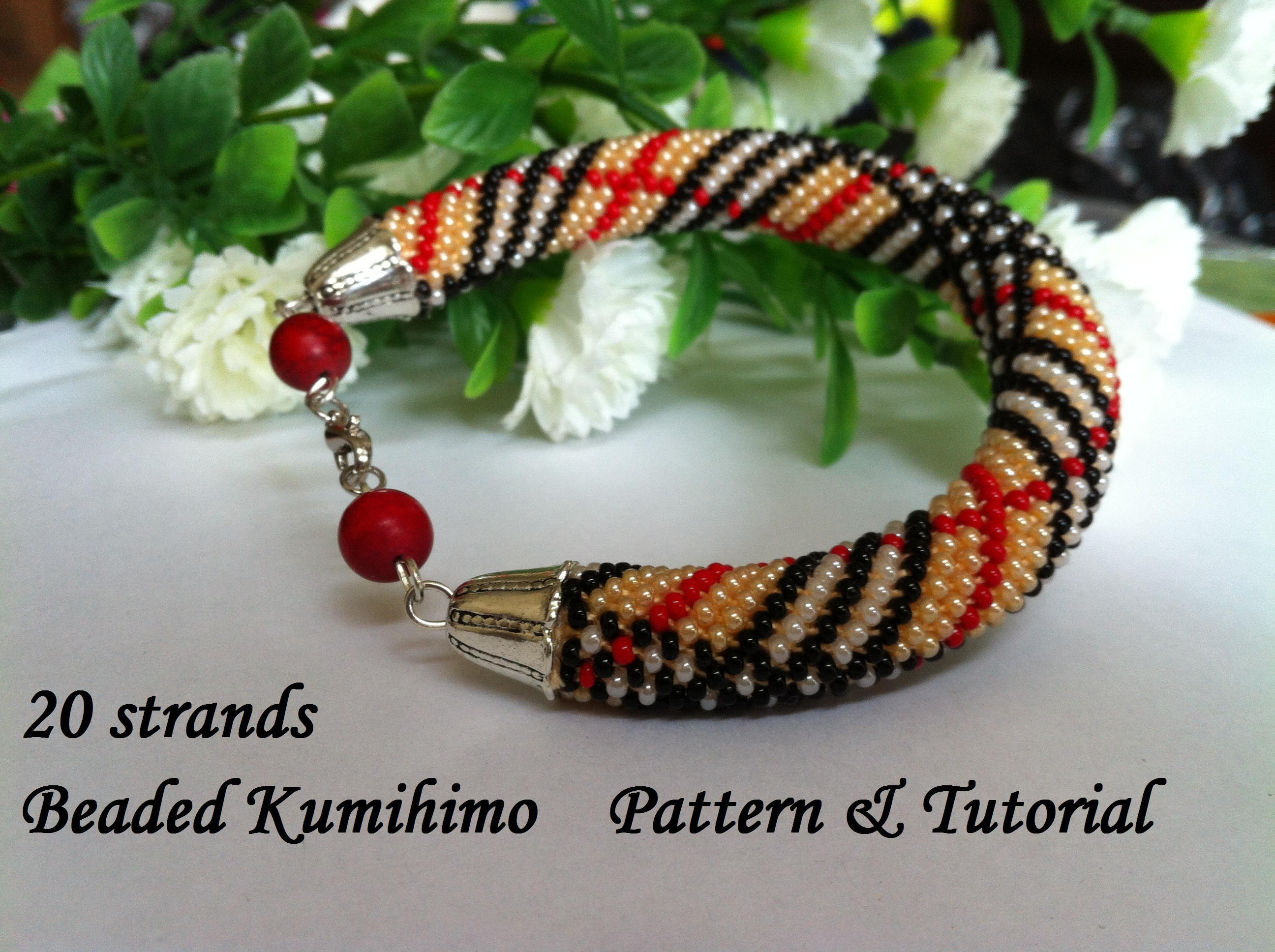 20 strands beaded kumihimo pattern tutorial burberry british | Etsy