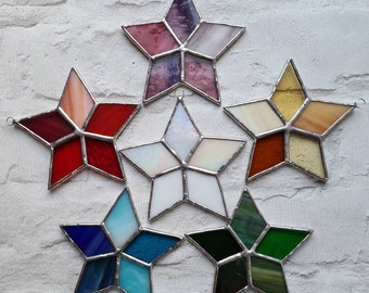 Stained glass 5 pointed star suncatcher | Christmas tree decoration | Holiday decor