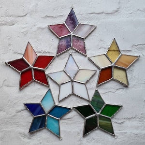 Stained glass 5 pointed star suncatcher | Christmas tree decoration | Holiday decor