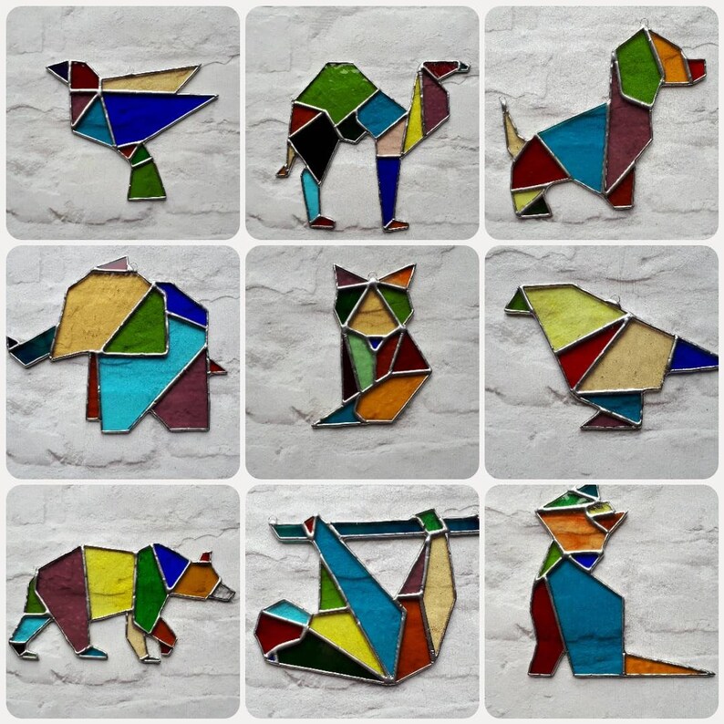 Stained glass geometric llama alpaca suncatcher Etsy