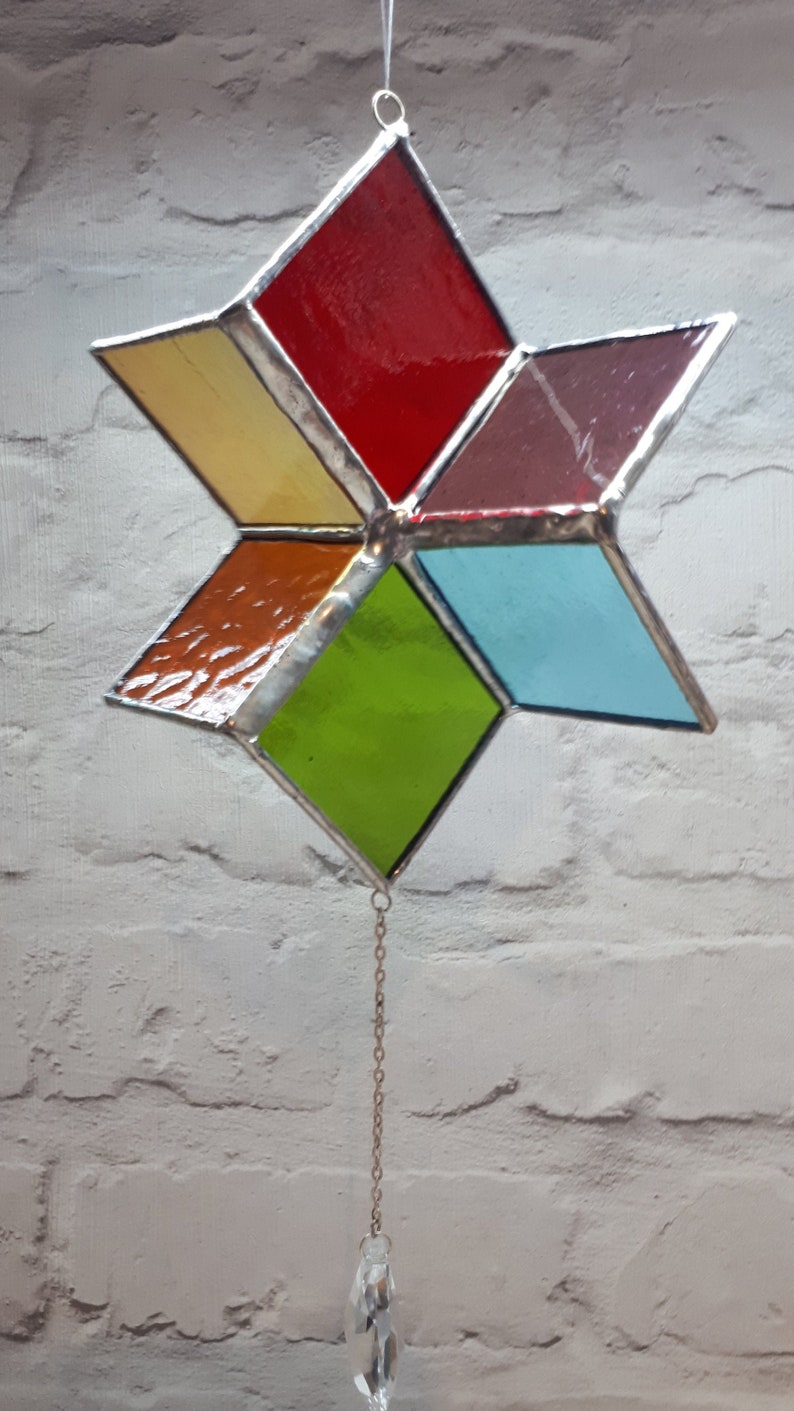 Stained Glass Rainbow 3D Geometric Suncatcher Wind Spinner Etsy