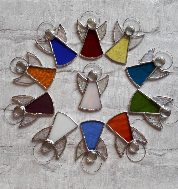 STAINED GLASS ANGEL ORNAMENTS Each ornament priced separately MANY CHOICES Wings
