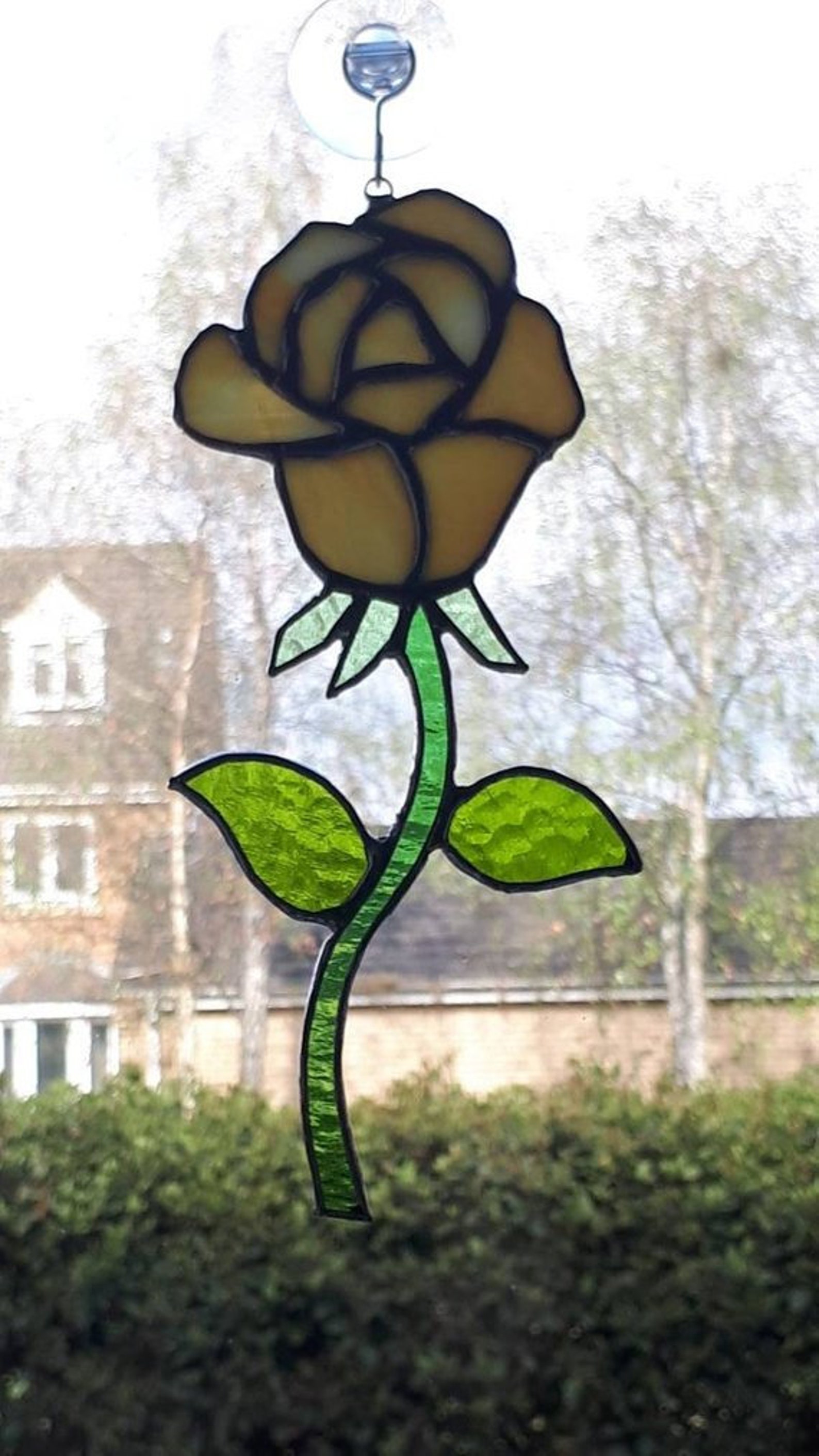 Stained Glass Rose Suncatcher White Yellow Blue Red Purple Etsy UK