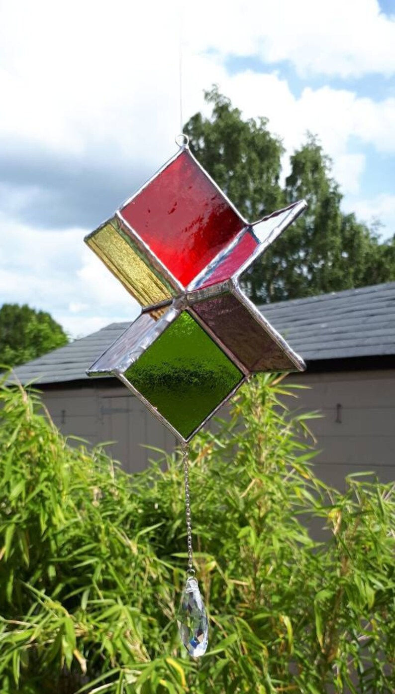Stained Glass Rainbow 3D Geometric Suncatcher Wind Spinner Etsy Australia