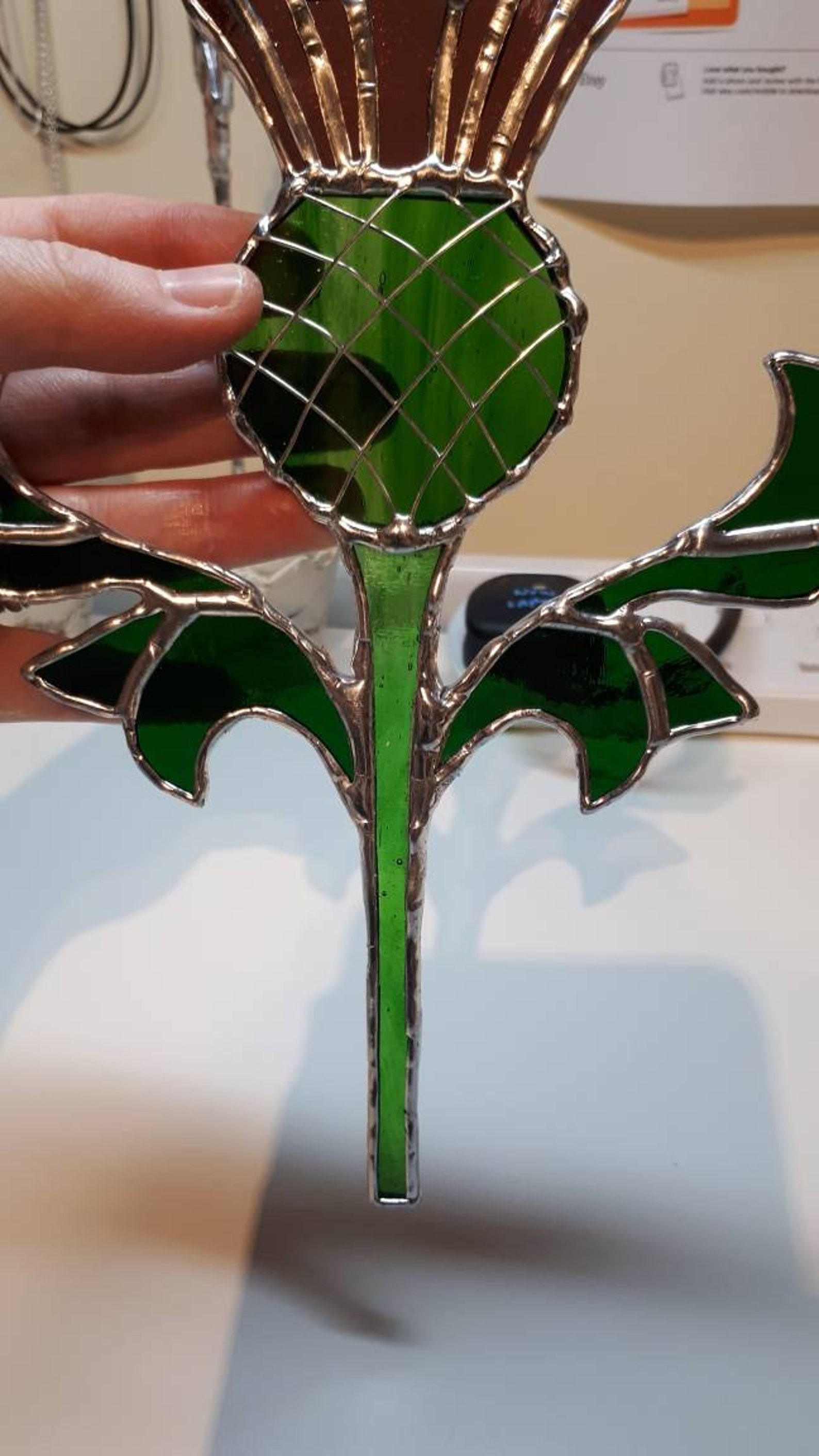 Stained glass thistle suncatcher sun catcher Scottish gift Etsy