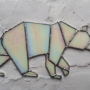 Stained glass Polar bear geometric suncatcher Grizzly bear Brown bear