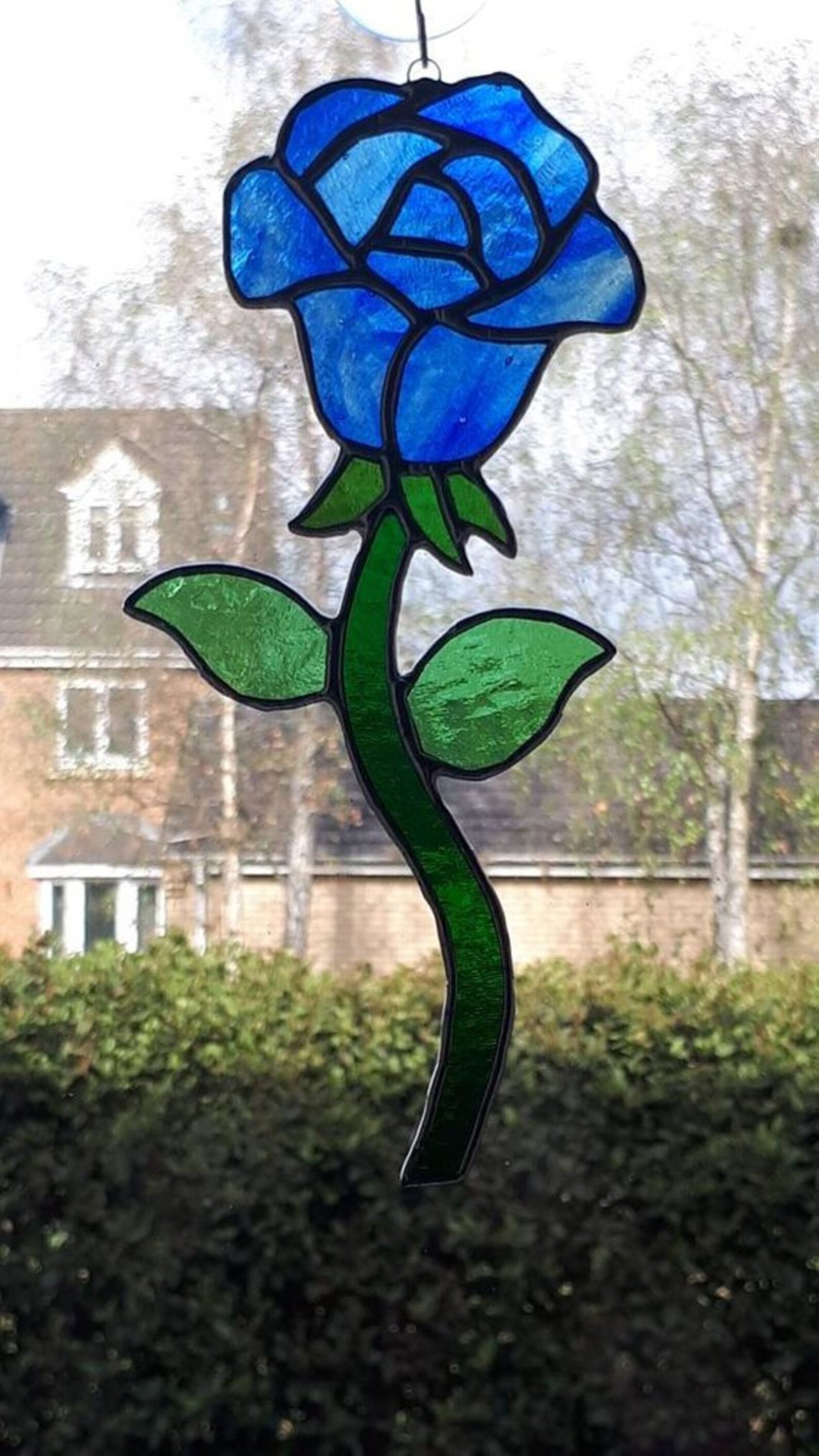 Stained Glass Rose Suncatcher White Yellow Blue Red Purple Etsy UK