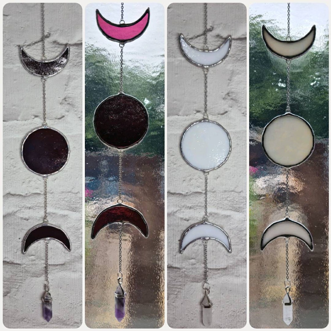 Stained Glass Moon Phases With Pendant Wall Hanging | Etsy