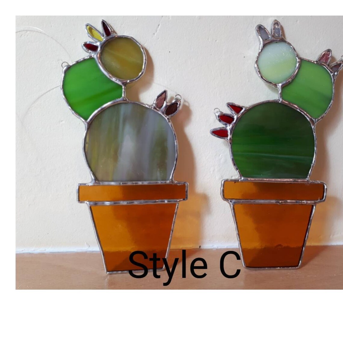 Stained glass cacti cactus suncatcher sun catcher desert decor Etsy