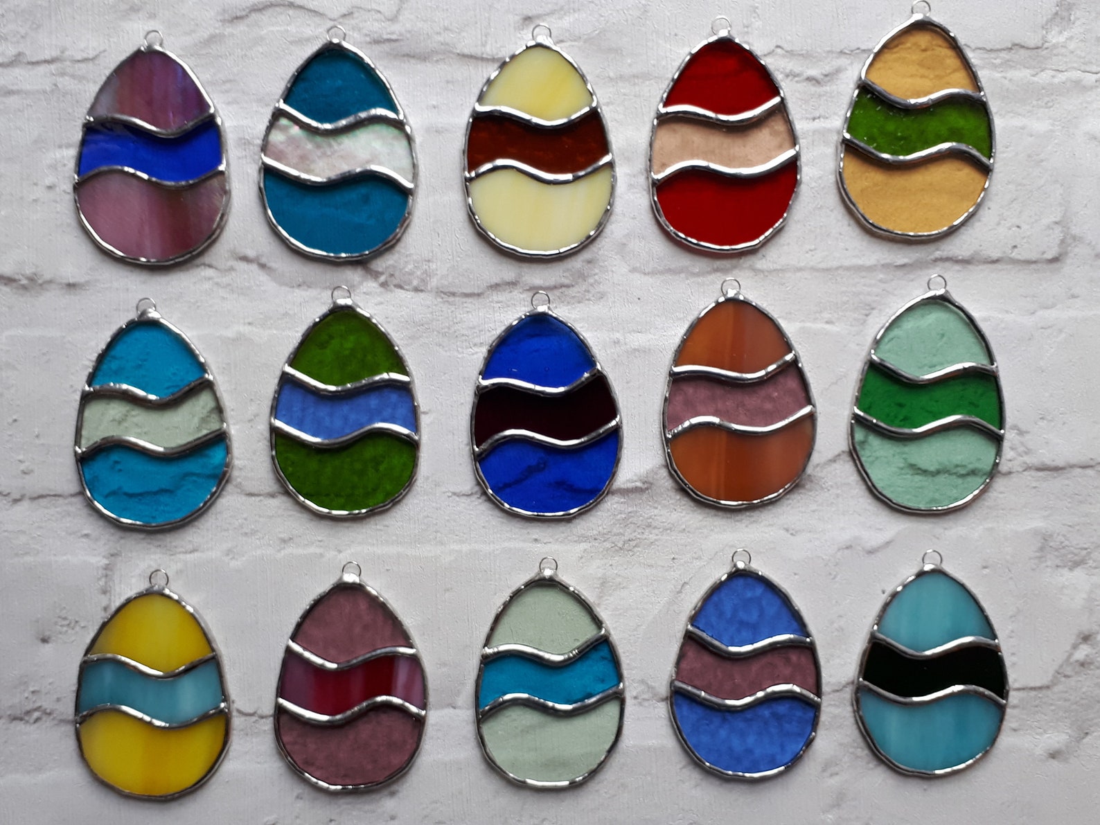 Stained glass Easter Egg decorations Easter tree hangings Etsy