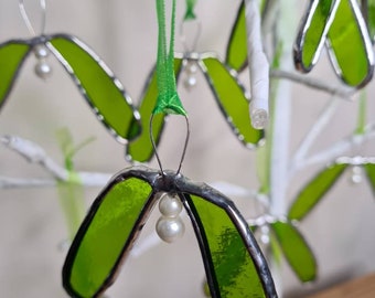 Stained Glass mistletoe suncatcher Christmas decoration