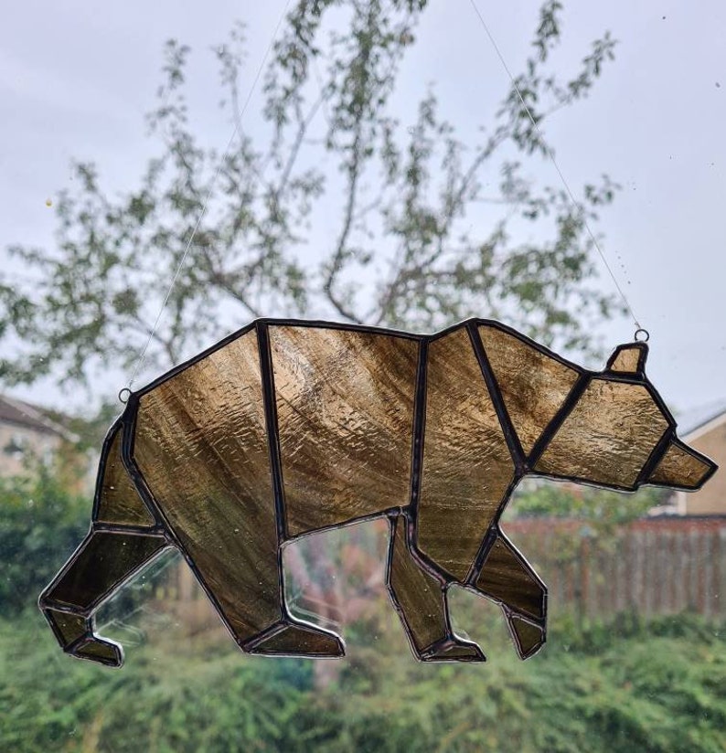 Stained Glass Polar Bear Geometric Suncatcher Grizzly Bear - Etsy UK