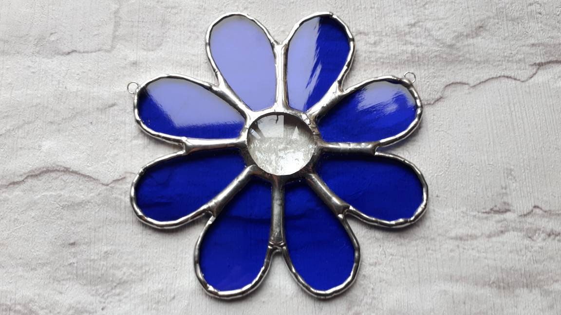 Stained Glass Daisy Suncatcher Flower Sun Catcher Etsy