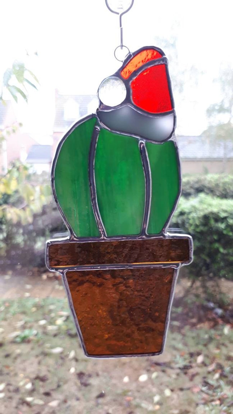 Stained Glass Christmas Cacti Cactus Suncatcher Sun Catcher Etsy