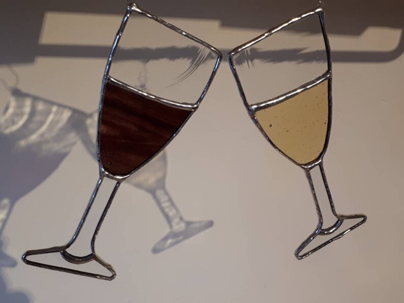 Stained Glass Red Wine Glass Suncatcher Wine Prosecco Glasses Etsy UK