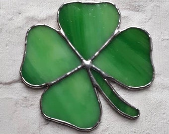 Stained glass four leaf clover shamrock suncatcher, Irish gift, St Patrick's day