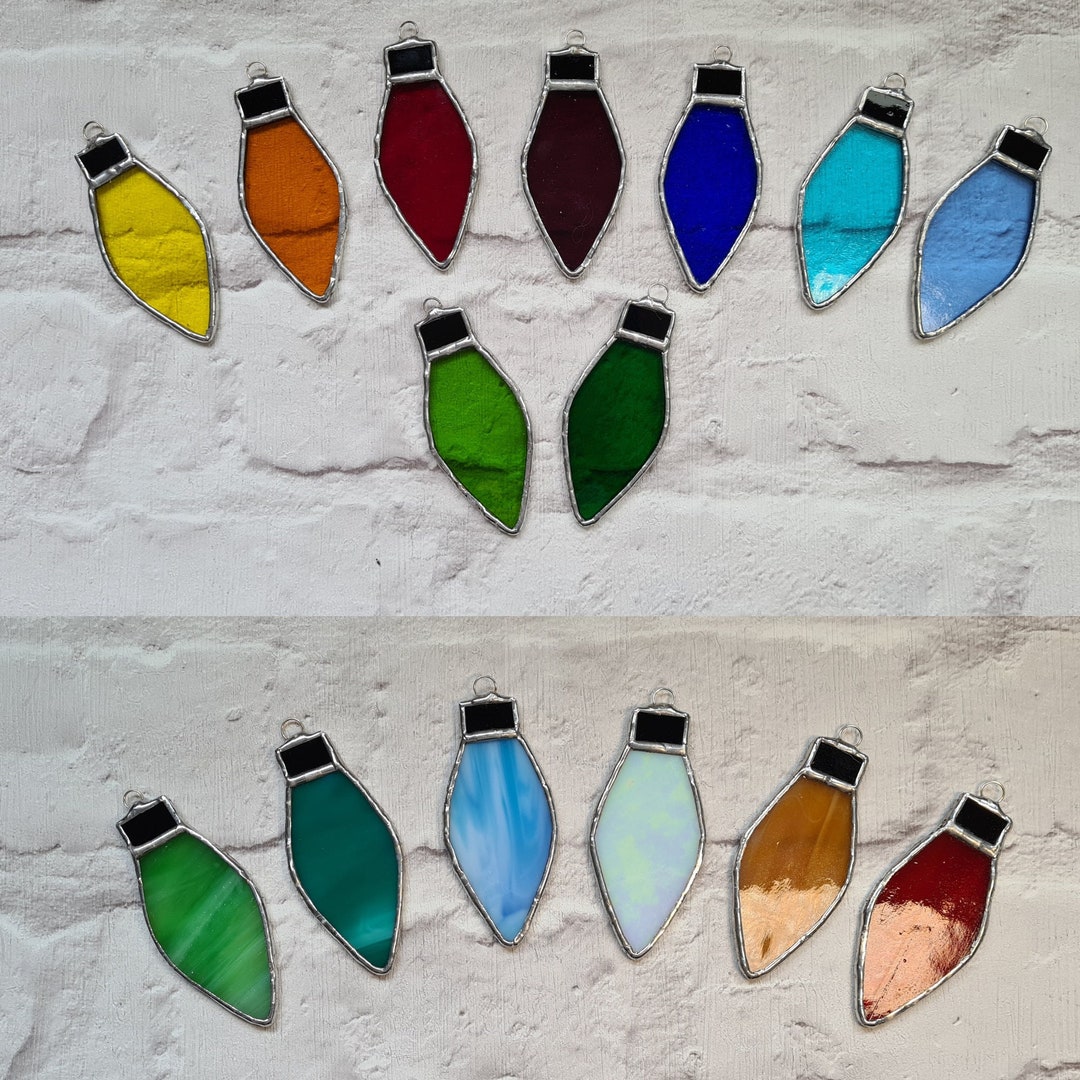 Stained Glass Light Bulb Lantern Style Christmas Tree Baubles Etsy UK