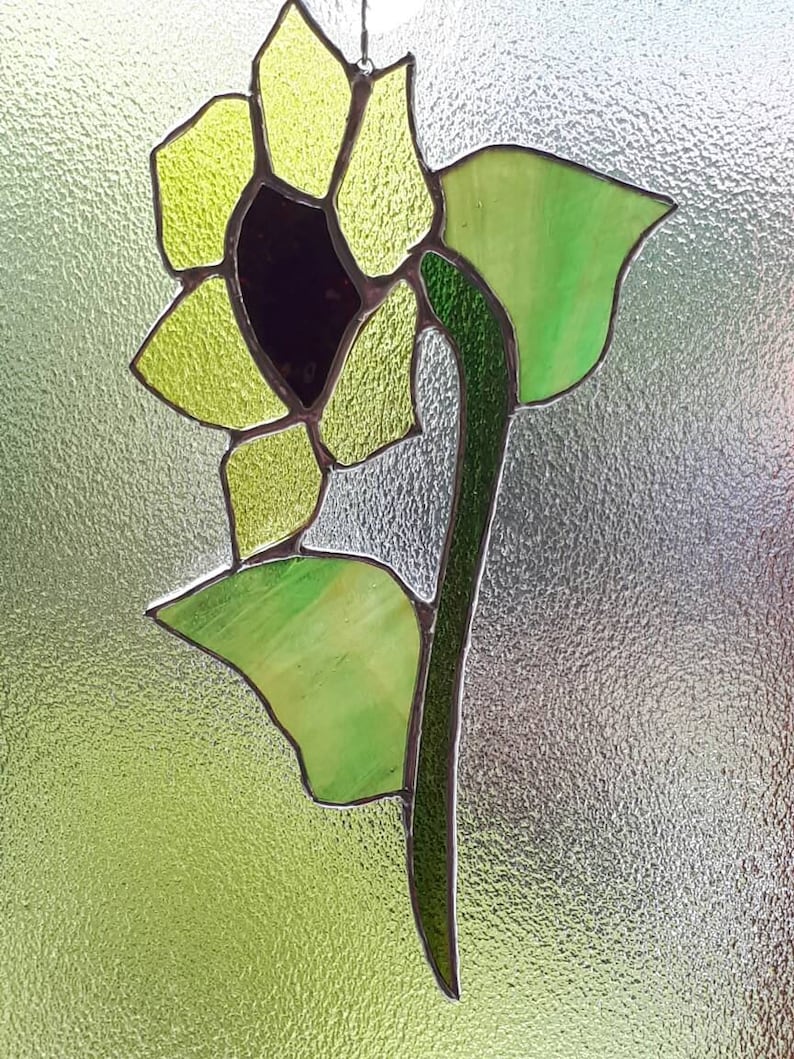 Stained glass sunflower suncatcher sun catcher gardening autumn fall gift harvest helianthus nature gifts glass art