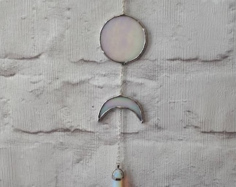 Fases lunares de vidrieras con colgante para colgar en la pared.