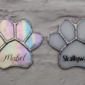 Stained glass paw print suncatcher personalised christmas decoration dog cat tree decor holiday decor pet memorial