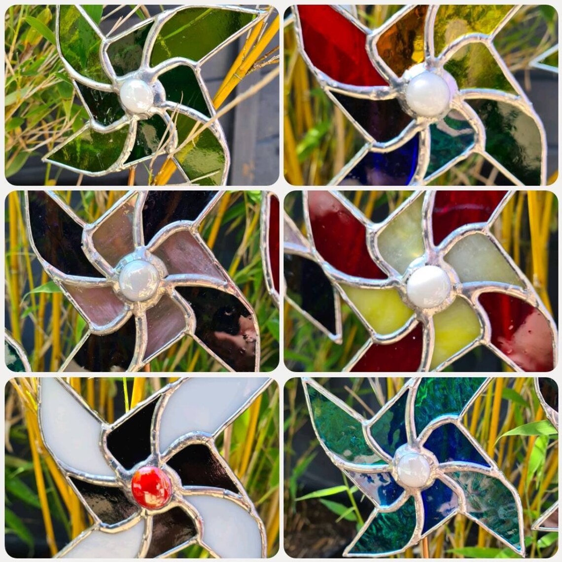 Rueda de alfiler de vidrieras / estaca planta molino de viento | Etsy