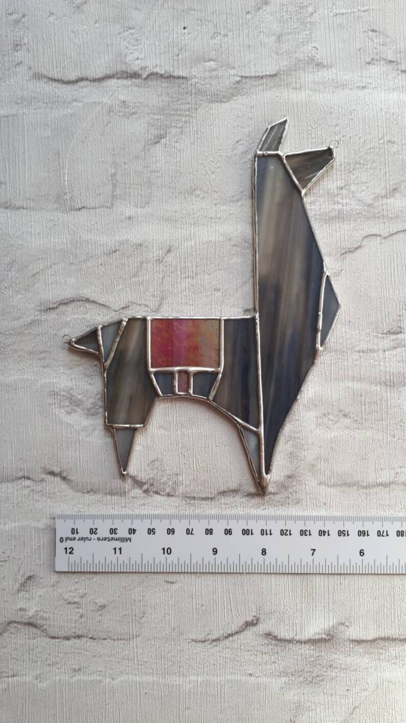 Stained glass geometric llama alpaca suncatcher origami Etsy