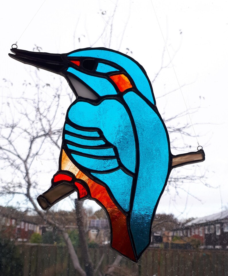 Stained Glass Kingfisher Suncatcher Sun Catcher Etsy UK
