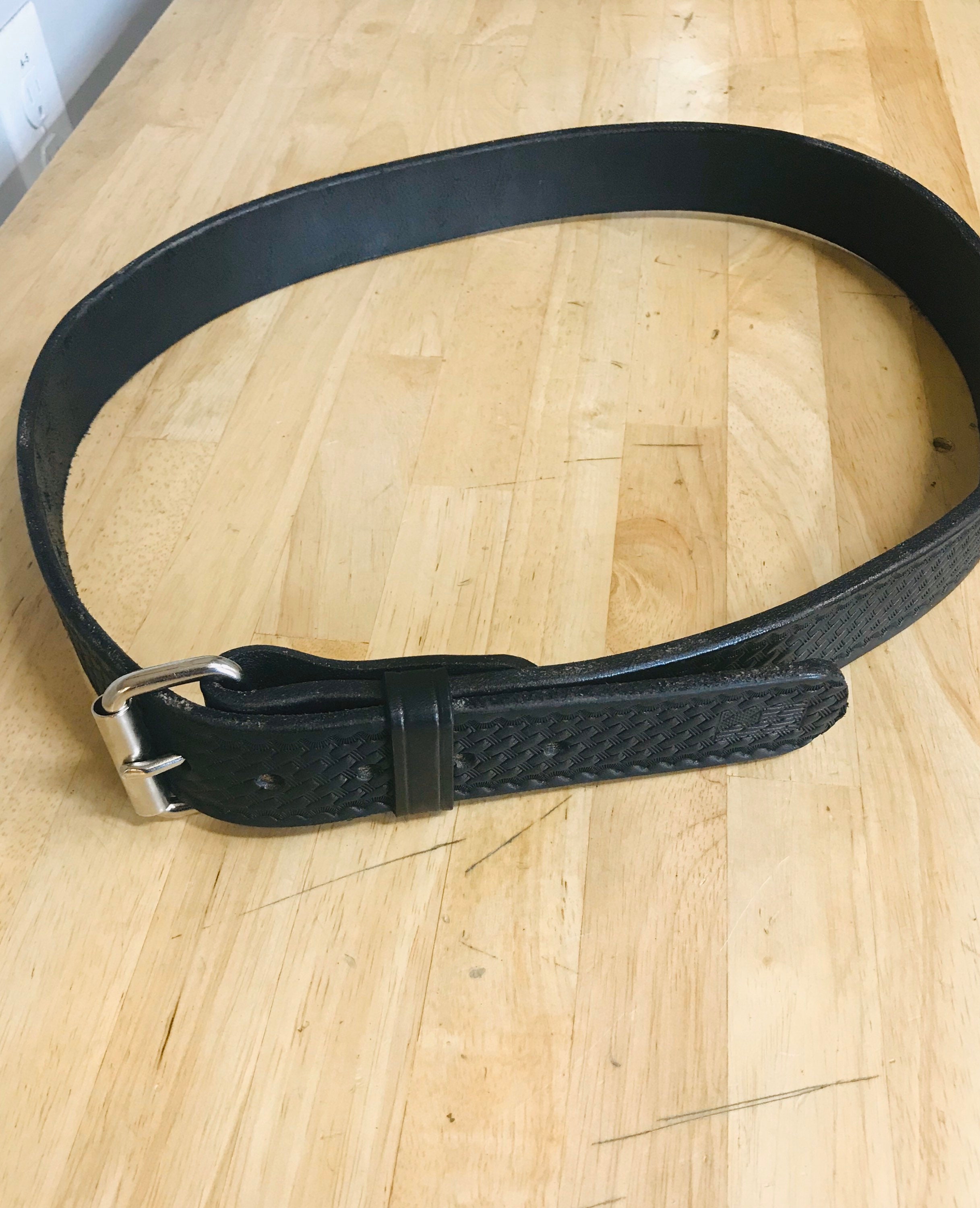 Basketweave Leather Duty Belt Extra Thick Etsy