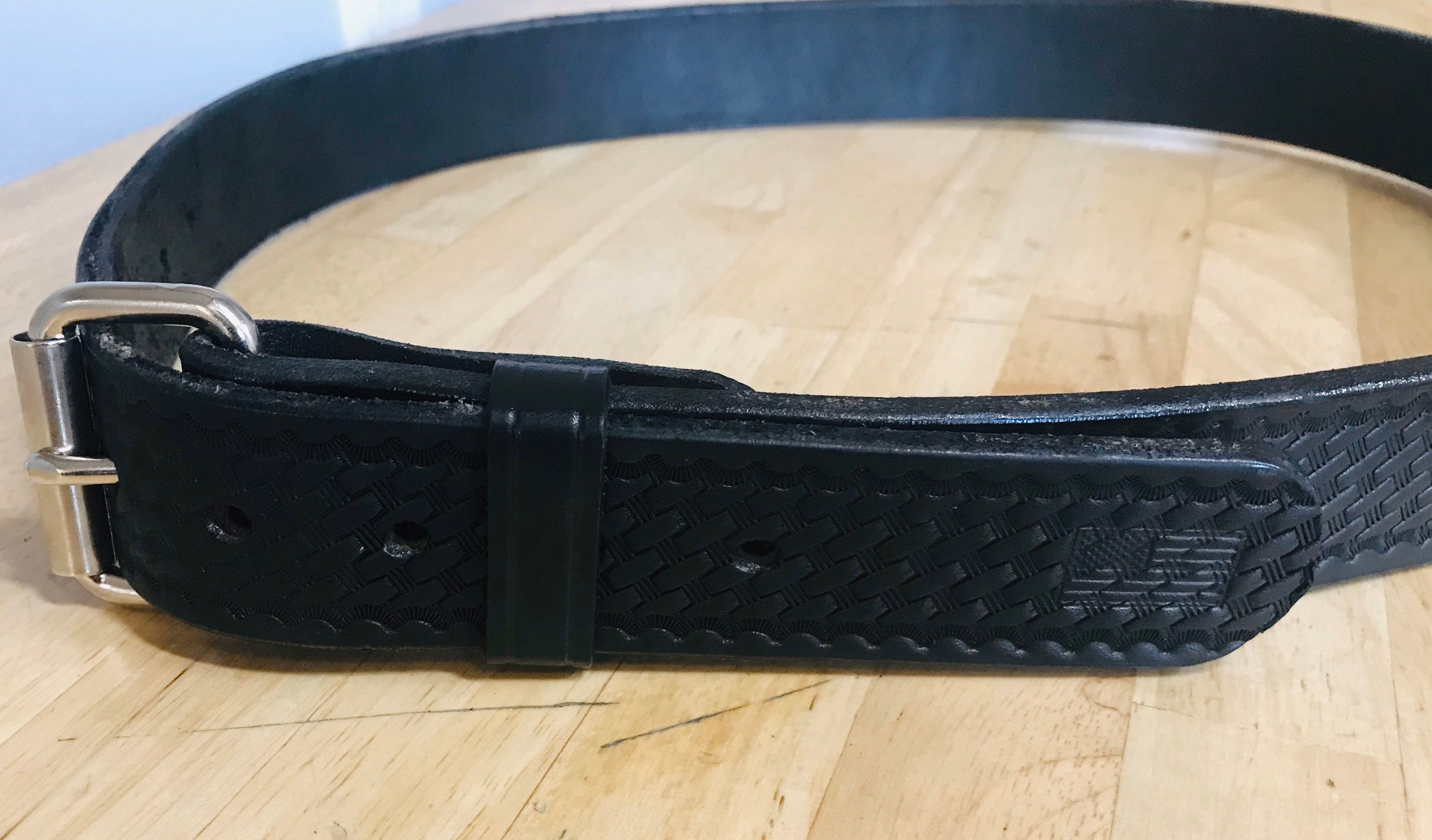 Basketweave Leather Duty Belt Extra Thick Etsy