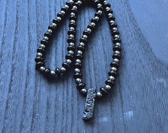 Hematite& Lava beaded necklace
