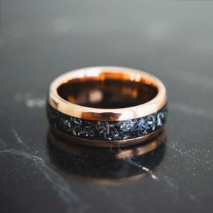 Men&#39;s Wedding Ring- Tungsten Wedding Band- Men&#39;s Meteorite Ring- Rose Gold Men’s Wedding Band- Men’s Tungsten Ring- Romeo