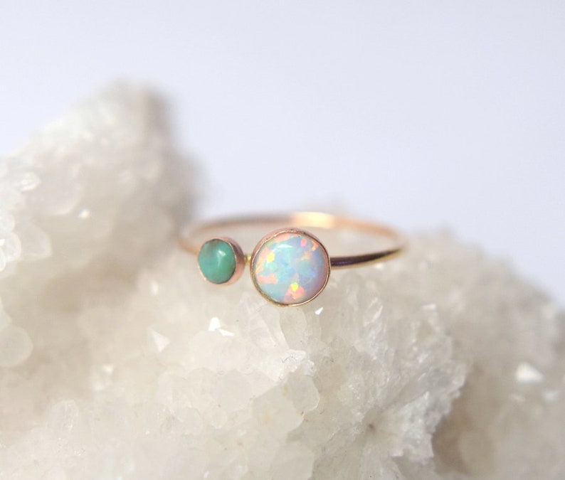 Opal and Turquoise Ring Opal Ring Turquoise and Opal Ring | Etsy