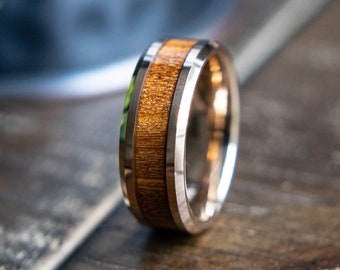 Whiskey Barrel Ring - Men's Wedding Ring -  Men's Whiskey Barrel Ring - Men's Wedding Band Tungsten -  Wedding Band- Aiden