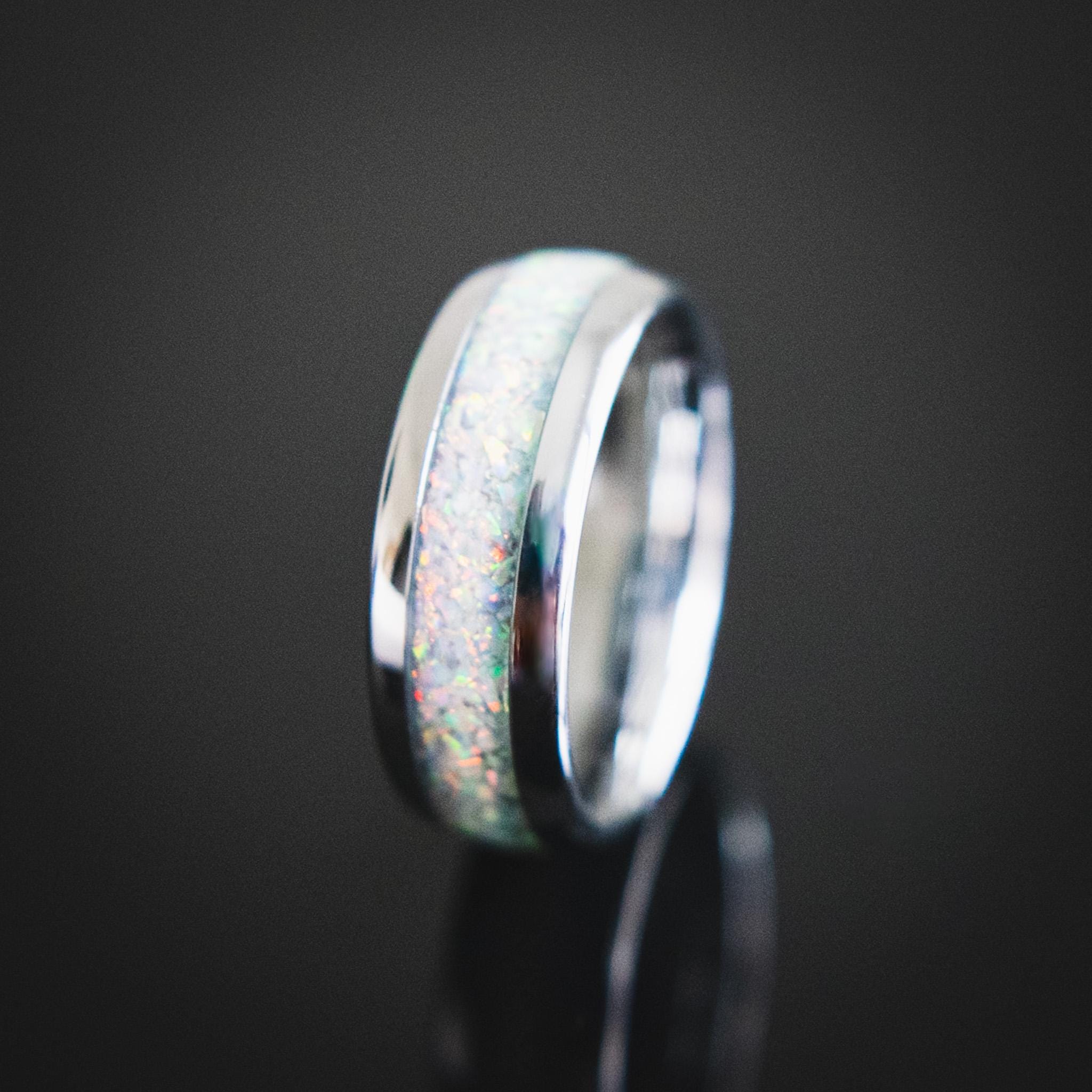 Galaxy Opal Men's Wedding Ring- Men's Wedding Band- Opal Men's Ring Galaxy Opal Men's Wedding Ring- Men's Wedding Band- Opal Men's Ring