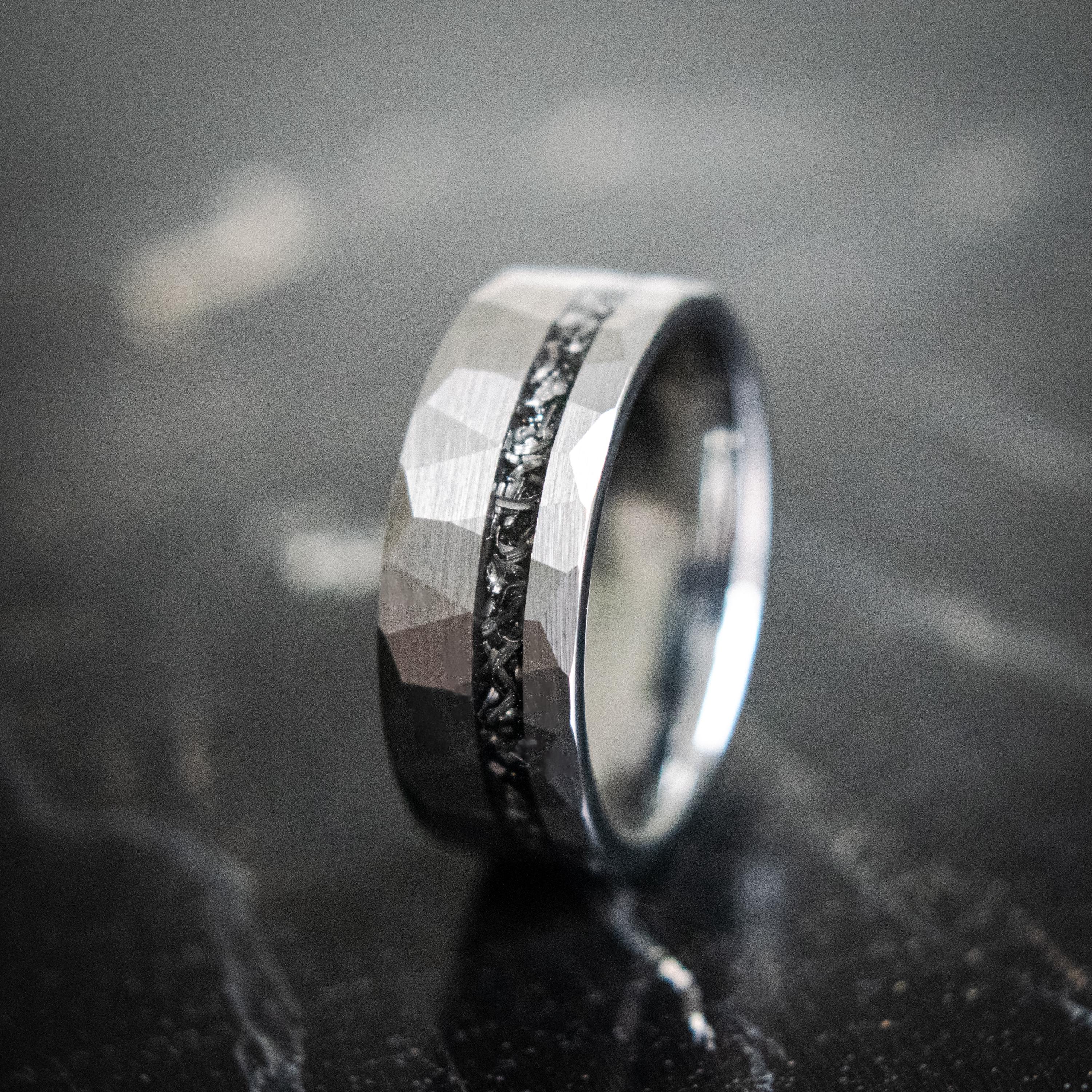 ★SENTIMENTS★ NO.309 [SILVER] ROUND METEOR RING Meteorite Rings, Meteor Rings, 3 Piece Couple Set Silver