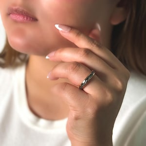 Couples Meteorite Wedding Bands- His Hers Wedding Ring Set- Promise Rings- Rose Gold Matching Wedding Rings- Romeo & Juliet image 4