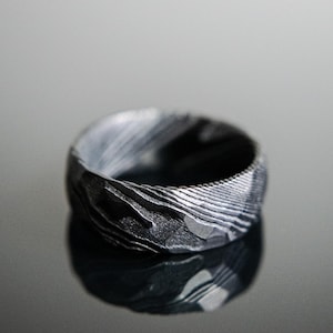 Damascus Steel Wedding Ring - Men’s Wedding Ring Damascus Steel - Men&#39;s Wedding Black Ring- Men&#39;s Engagement Ring- Men&#39;s Black Ring-Aragorn