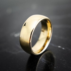 Men&#39;s Classic Gold Wedding Ring - Men&#39;s Tungsten Ring - Classic Gold Band - Gold Wedding Band - Men&#39;s Gold Wedding Ring - Classic Gold