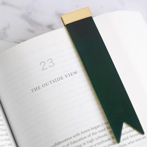 Personalized Leather Bookmark Gift Made Of Shell Cordovan Custom Engraved Emerald Green Luxury Minimalist By The Perfect Heart Page Holder image 6