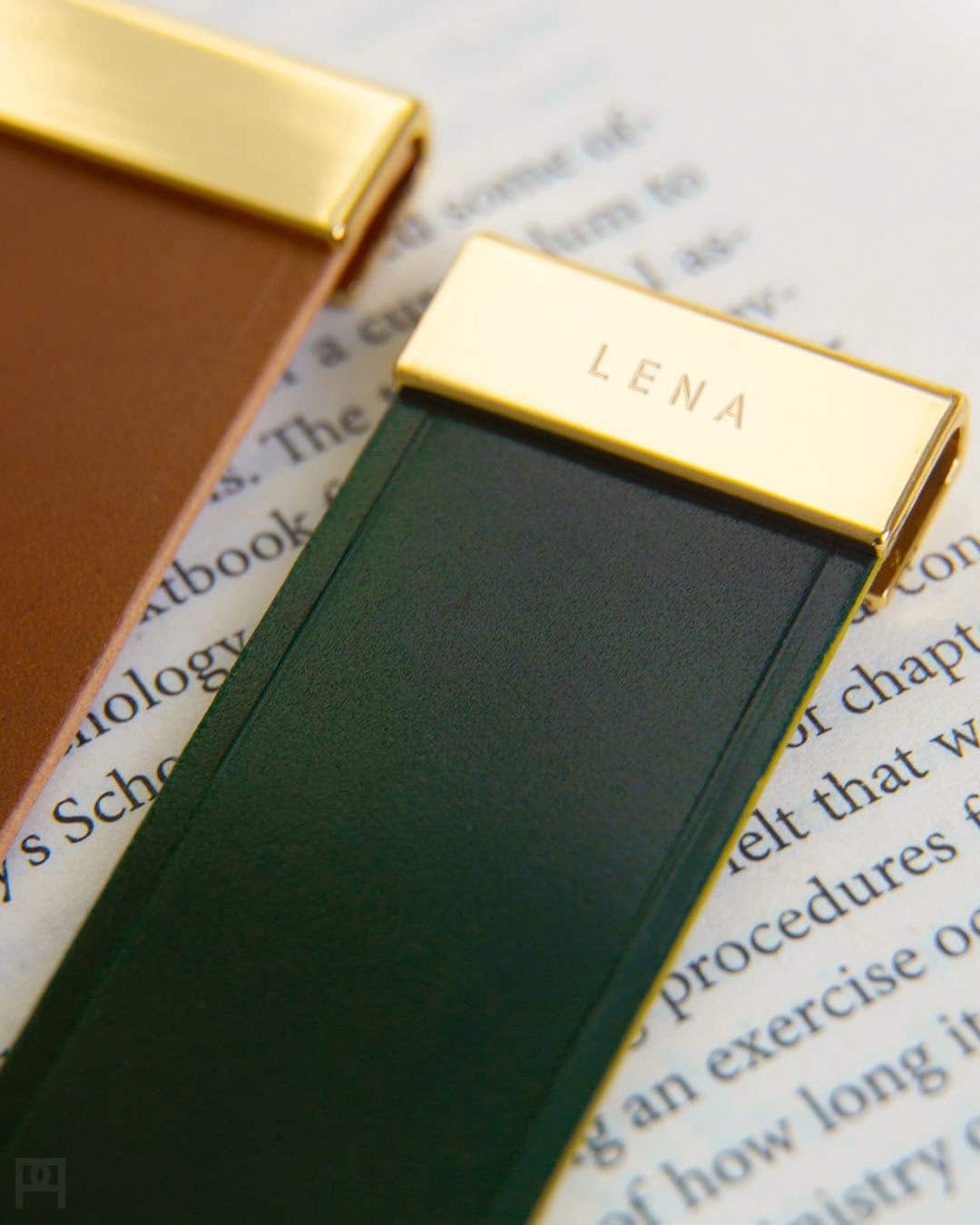 Personalized Leather Bookmark Gift Made Of Shell Cordovan Custom Engraved Emerald Green Luxury Minimalist By The Perfect Heart Page Holder