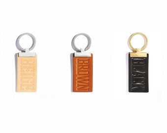Custom Leather Keychain, Keytag, Earth Tones, Black Leather Keychain, Tesla Keyfob, Handmade, By The Perfect Heart - The Perfect Tag