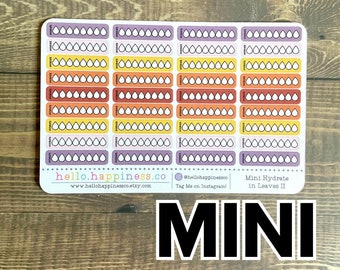 Mini Hydrate Trackers - Planner Stickers - Many Color Options - 1.3in width