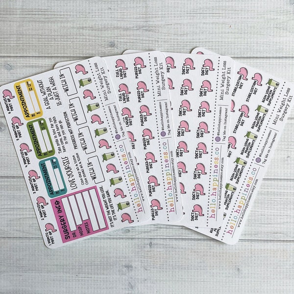 NEW Mini Weight Loss Surgery Planner Stickers - 4 Sheets