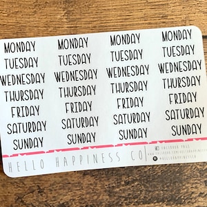 Days of the Week Planner Stickers - Isabel