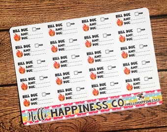 Kawaii Gas Bill Due Planner Stickers